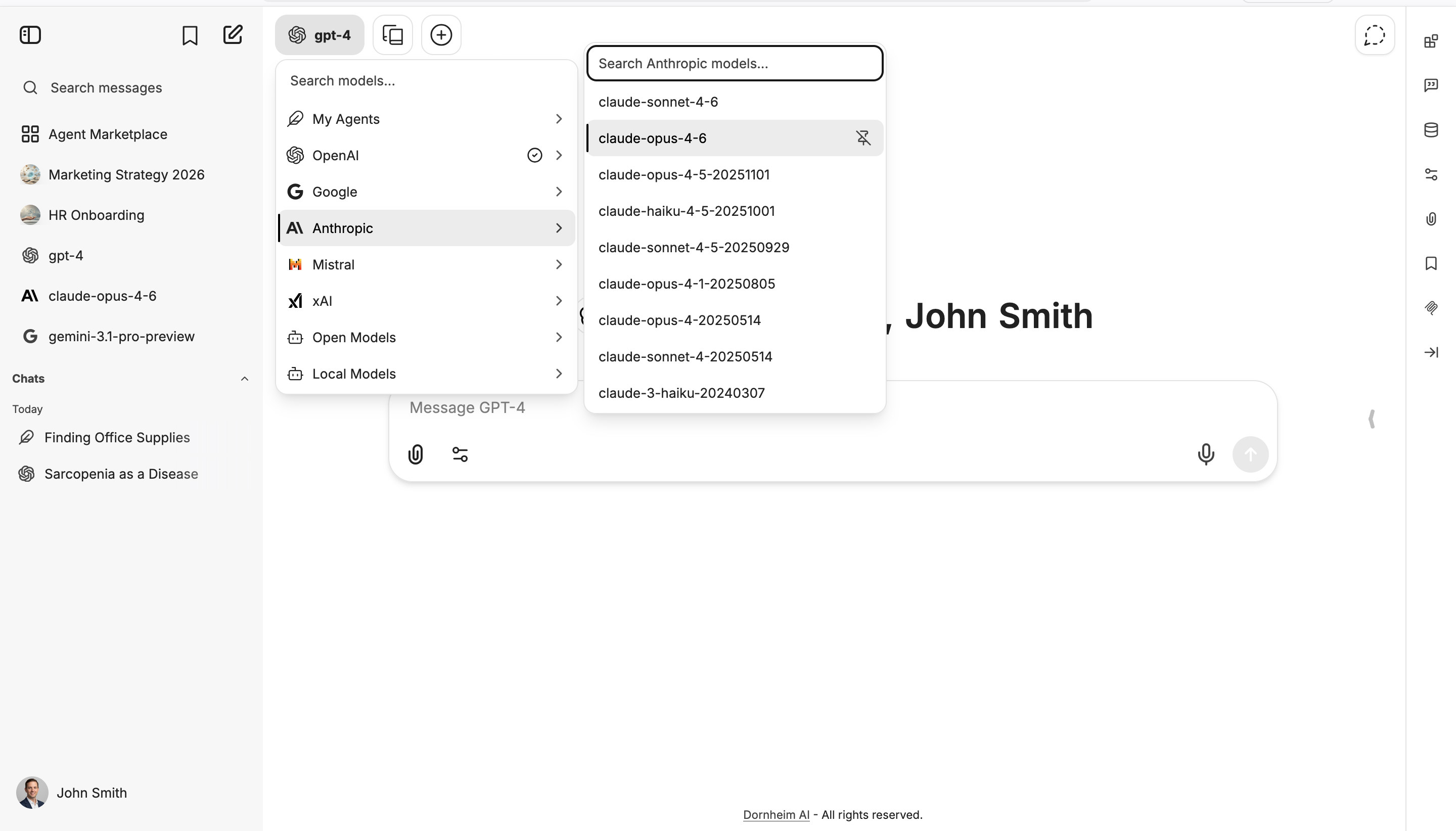 Dornheim AI Platform – Multi-model chat interface