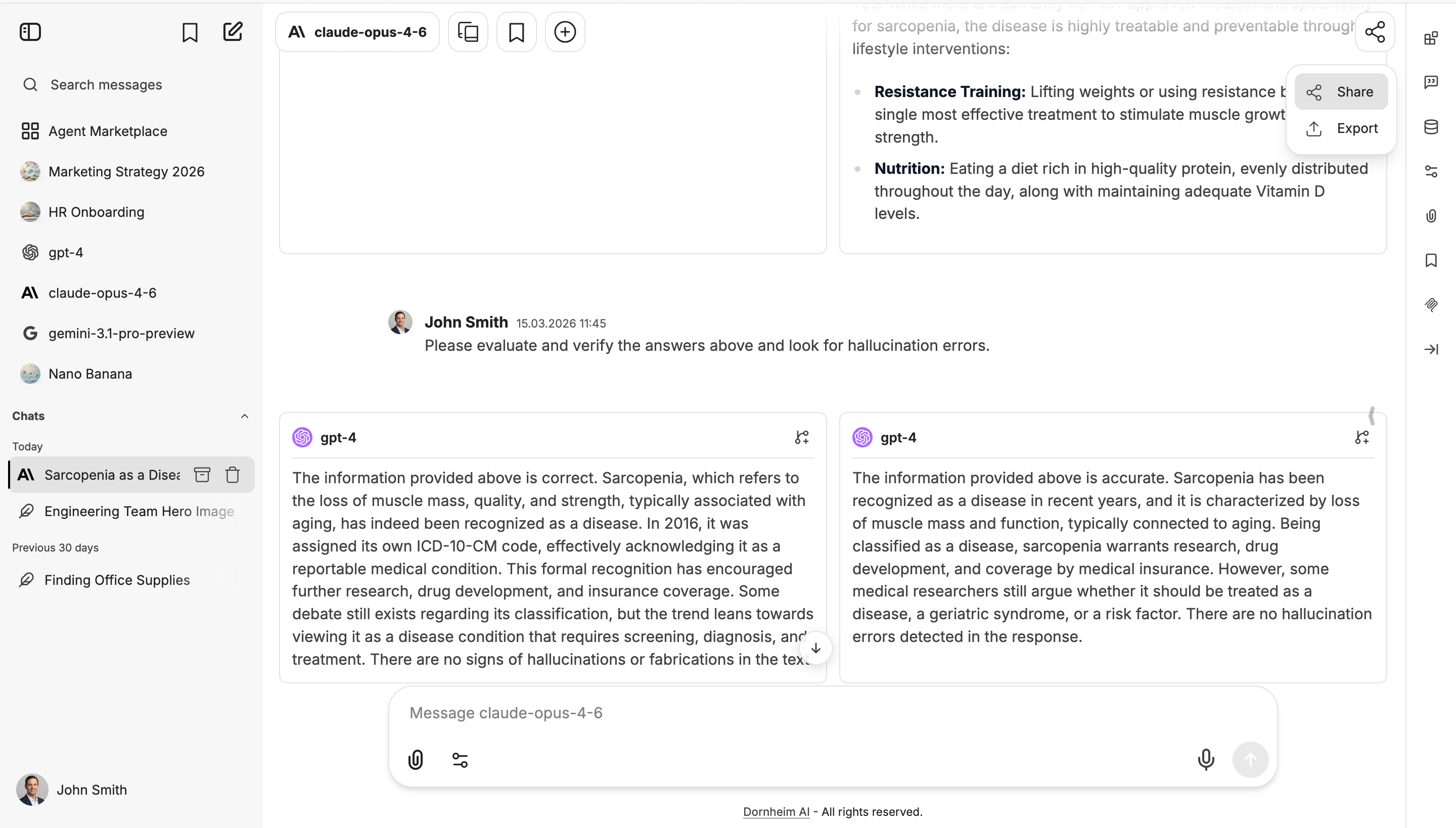 Dornheim AI Platform – Search, share, and export chat histories